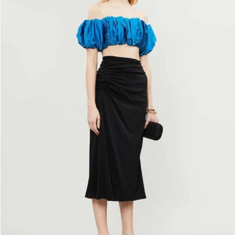 GEORGIA ALICE Lula Off-The-Shoulder Cropped Stretch-Cotton Top